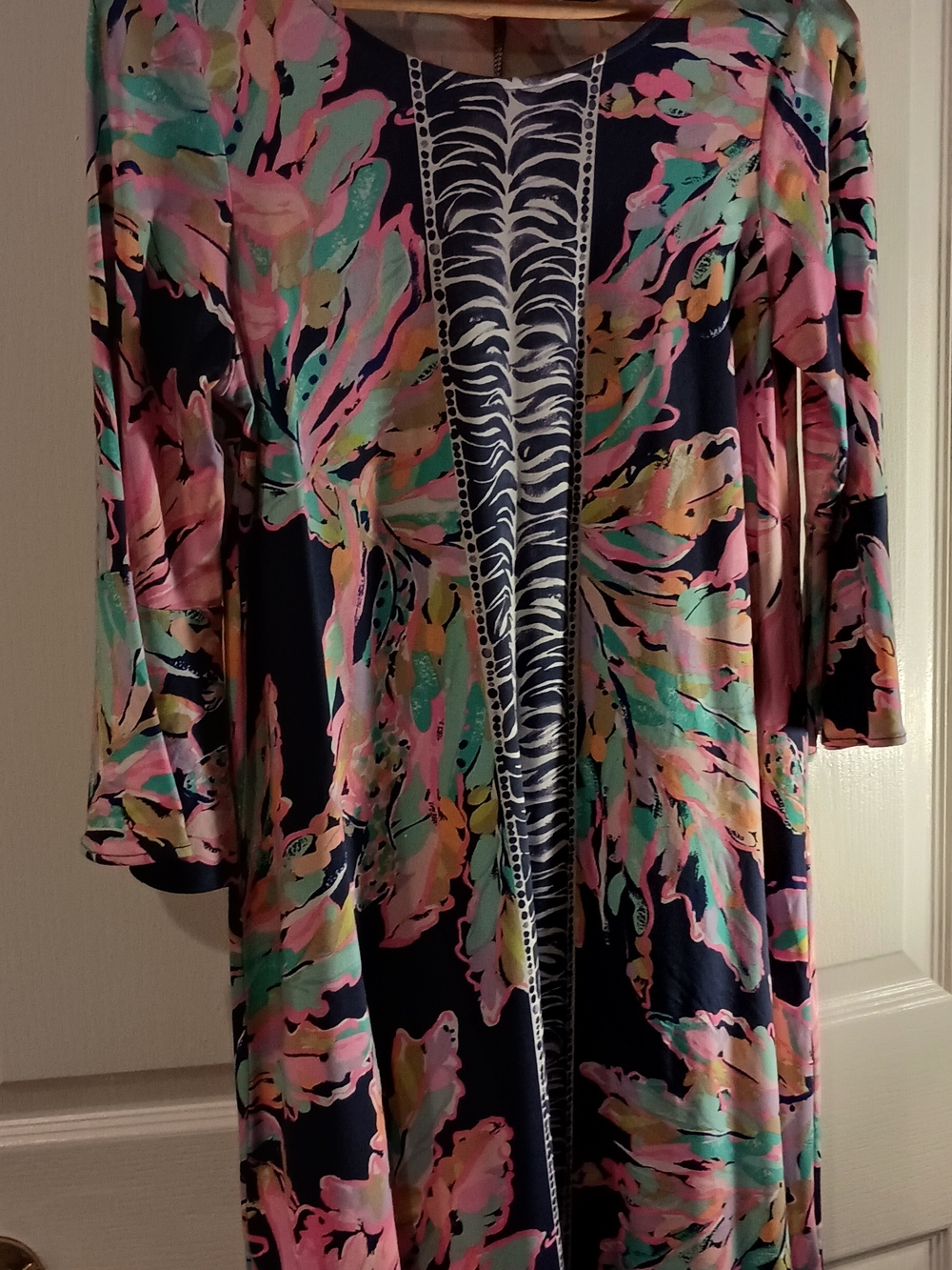 Lilly Pulitzer Vibrant Floral Navy Maxi Dress with Pink & Teal Accents - Picture 2 of 10
